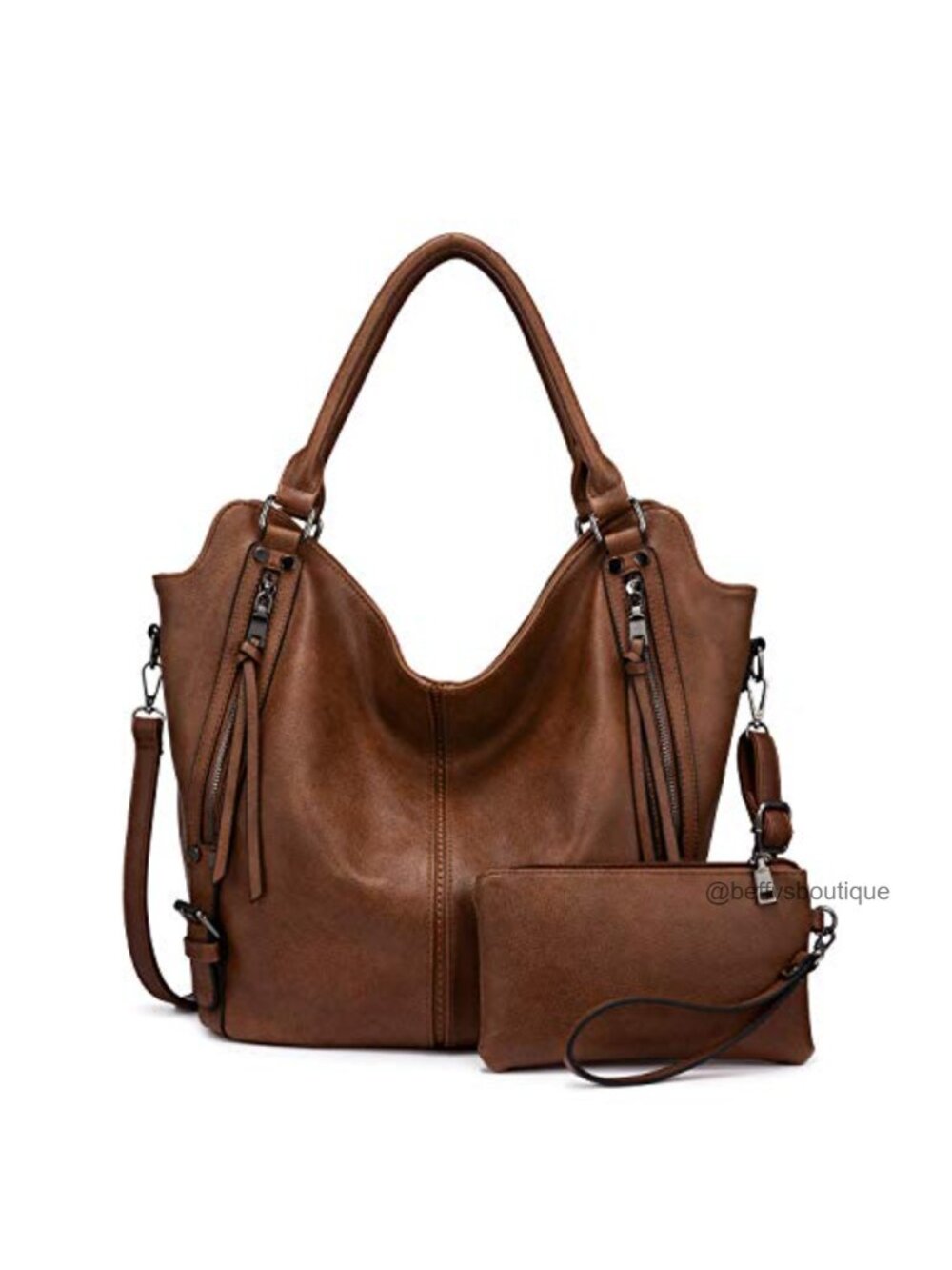 PU Leather Hobo Shoulder Bag Large Tote Purse Adjustable Strap